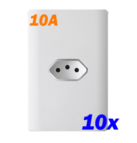 Kit 10 Tomadas 10A 4x2 - Dicompel Novara Branco Cromado